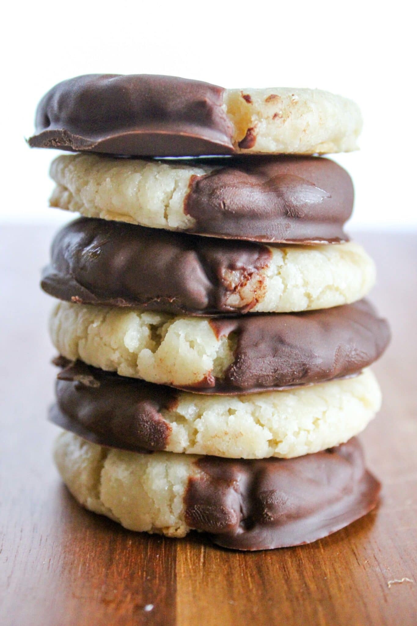 6 almond shortbread cookies stacked