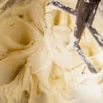 cream cheese frosting in a mixing bowl
