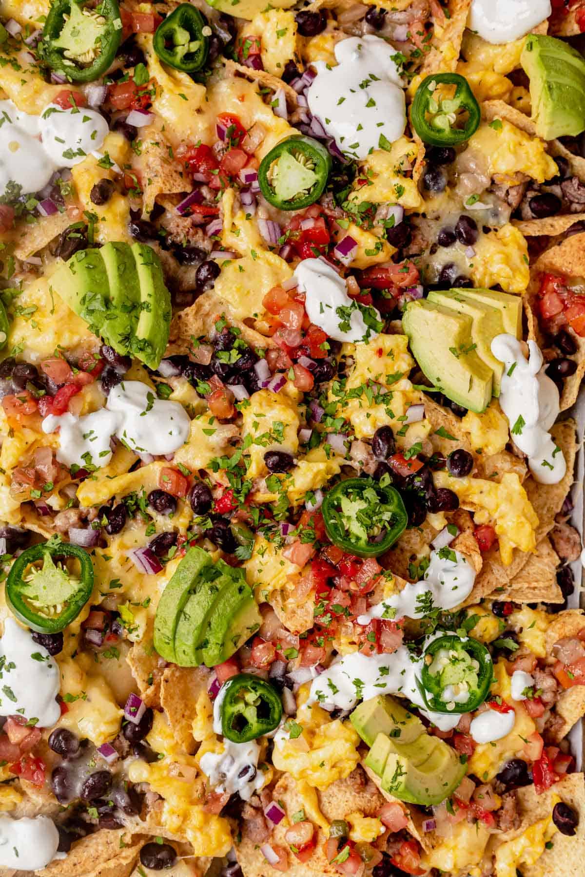 breakfast nachos loaded with toppings