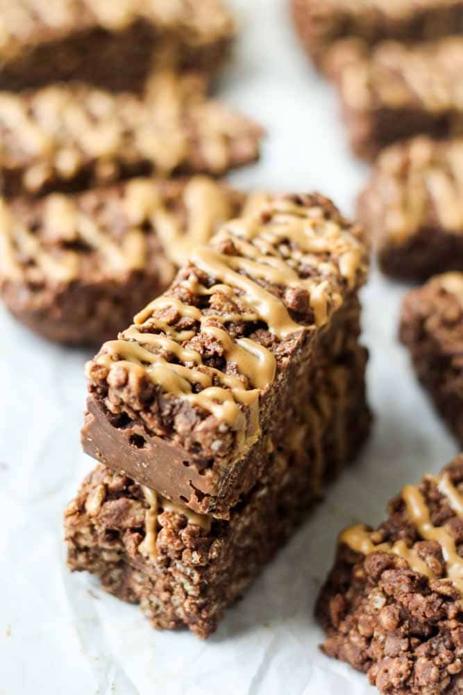 no bake chocolate peanut butter protein bars16