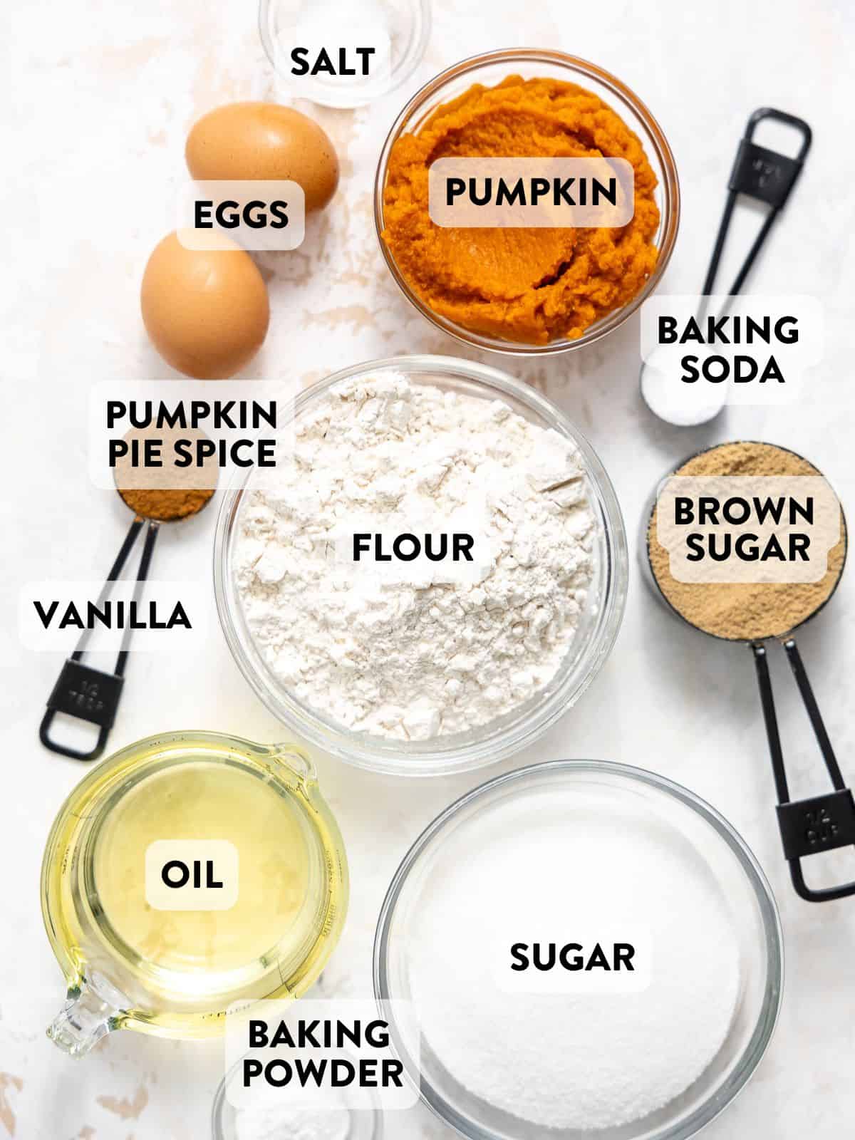 pumpkin muffin ingredients on a countertop