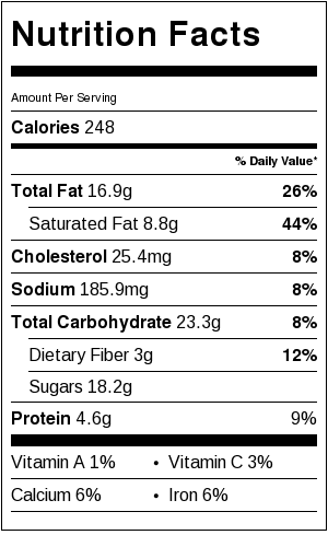 nutrition facts label for paleo chocolate salted cookie bars