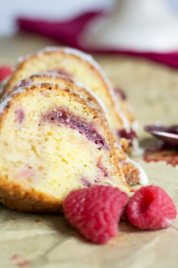 Peek-a-Boo Pound Cake with Raspberry Cream Cheese Frosting