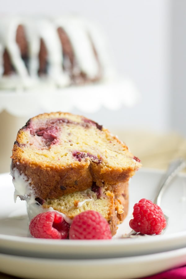 Peek-a-Boo Pound Cake with Raspberry Cream Cheese Frosting