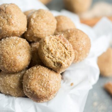 These no-bake snickerdoodle protein balls are filled with cinnamon and so easy to make. They're perfect for breakfast, workouts or on-the-go snacks.