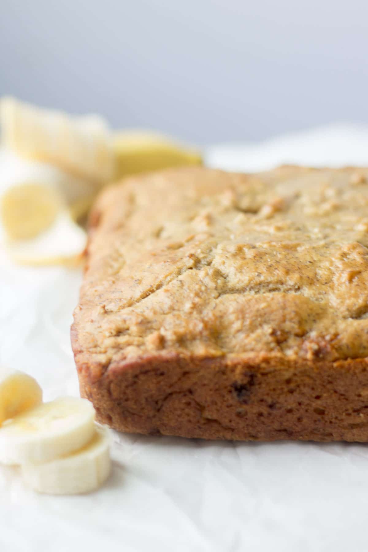 banana cake on a piece parchment paper