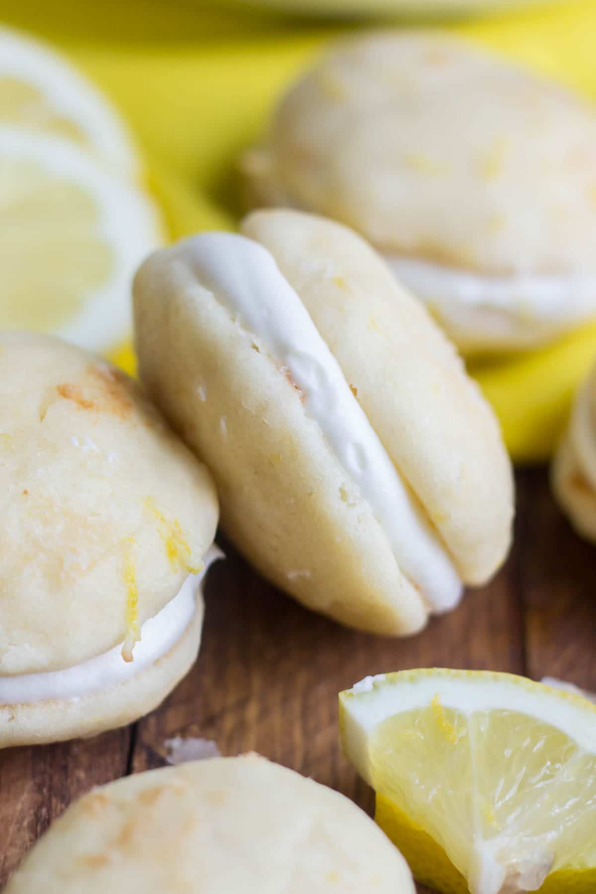 Sweet and tangy, these lemon whoopie pies are a cloud-like dessert you won't want to miss this spring. True to a whoopie pie, these are light and fluffy cake-like cookies surrounded by sweet cream cheese frosting. Perfect for spring celebrations!