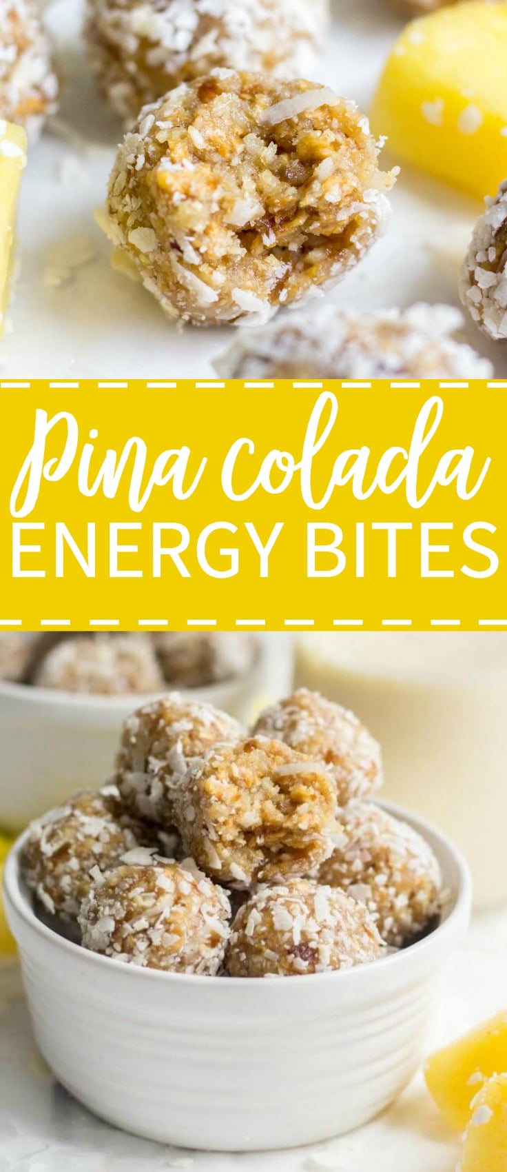 Healthy and filled with energizing ingredients, these pina colada energy bites are a sweet and healthy snack that will keep you satisfied all day. It's made with raw ingredients like cashews and macadamia nuts, plus dried fruit and coconut. This energy bite recipe will transport you to the beach!