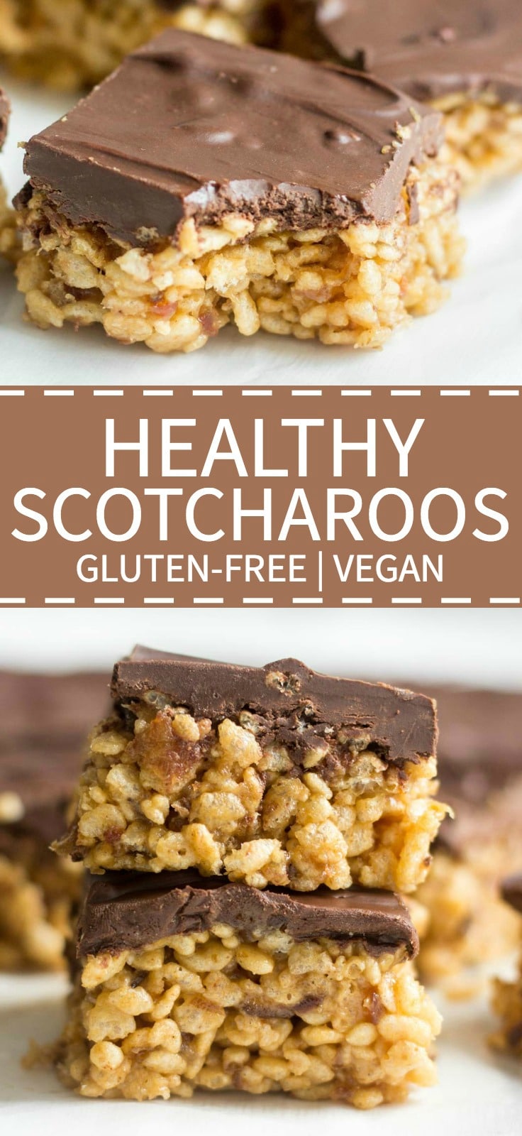 These healthy scotcharoos are a lightened up version of the classic recipe. They're gluten-free, vegan and refined sugar-free but you wouldn't notice at all! They're the healthy option when you are craving the sweet treat!