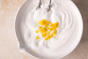 lemon zest on top of whipped egg whites