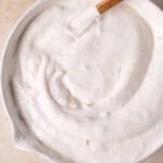 lemon angel food cake batter in a mixing bowl