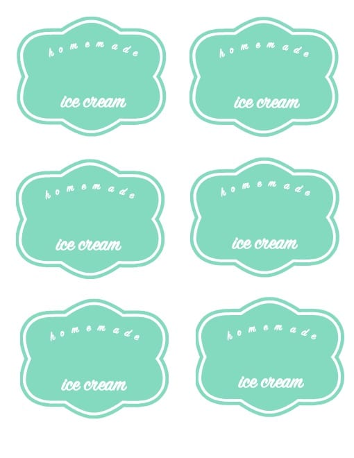 turquoise homemade ice cream labels