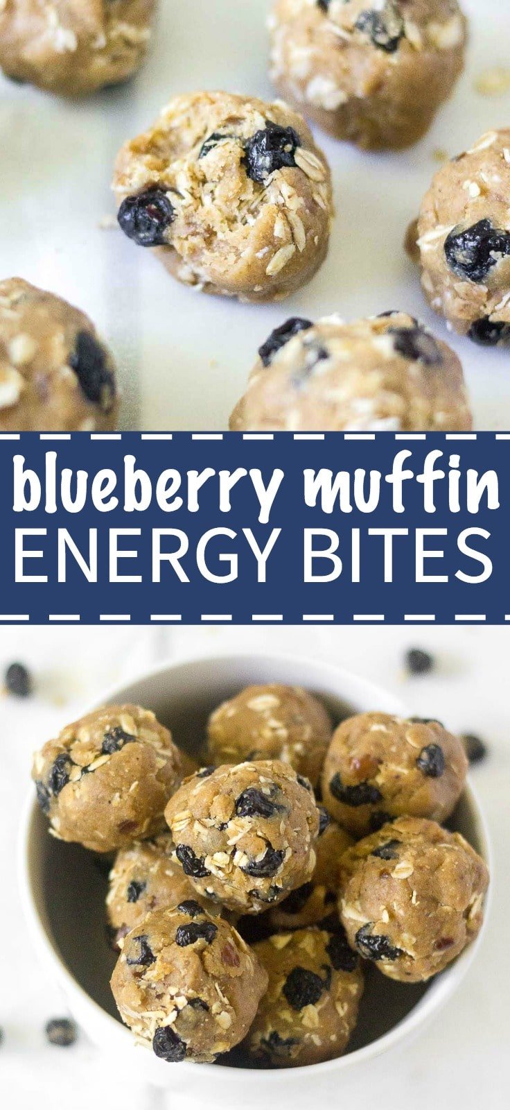 These blueberry muffin energy bites are a delicious and healthy bite-sized snack! Made with oats, cinnamon and almond butter, these snack bites are healthy and give you all the energy you need.