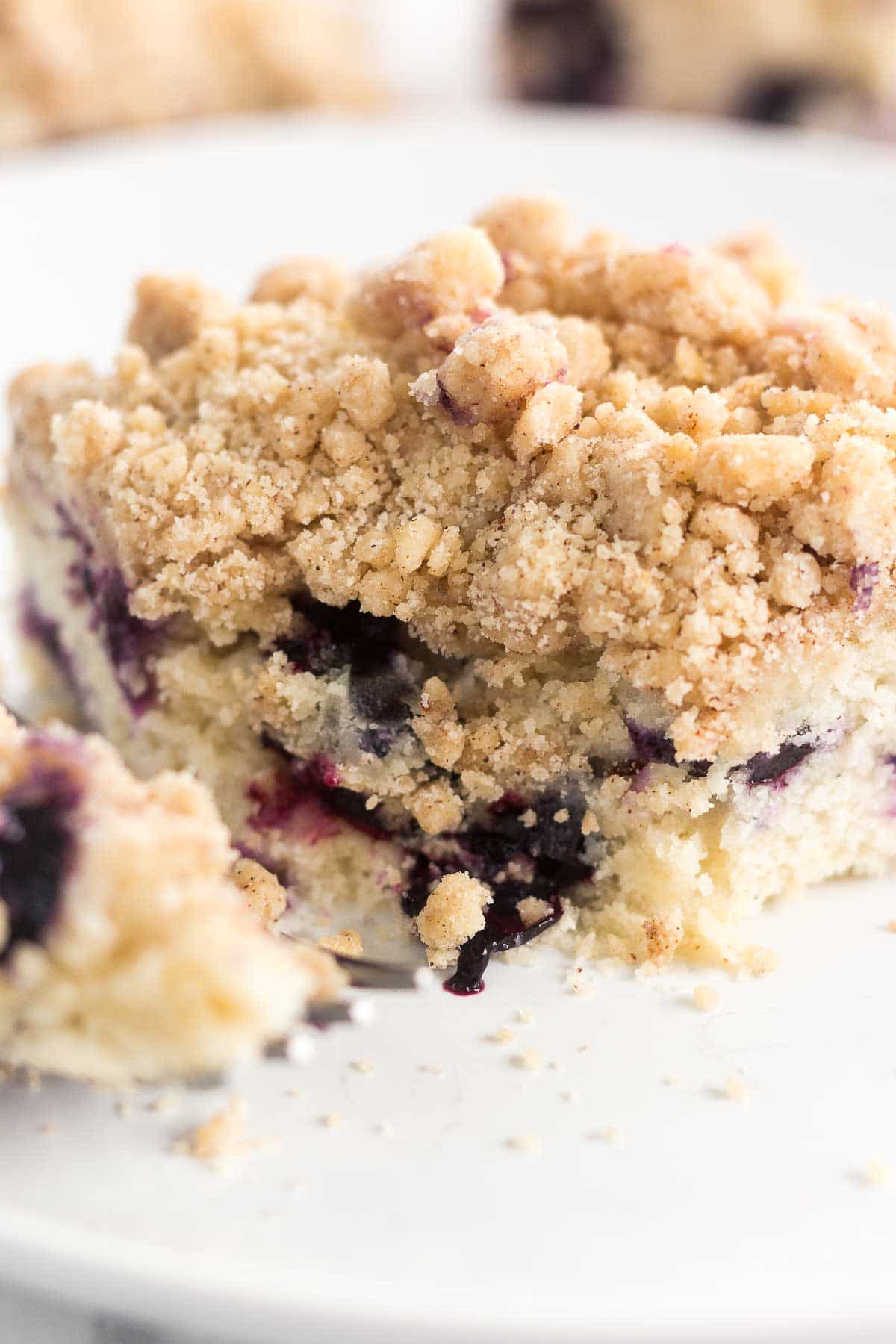 Brown Butter Blueberry Coffee cake sliced into