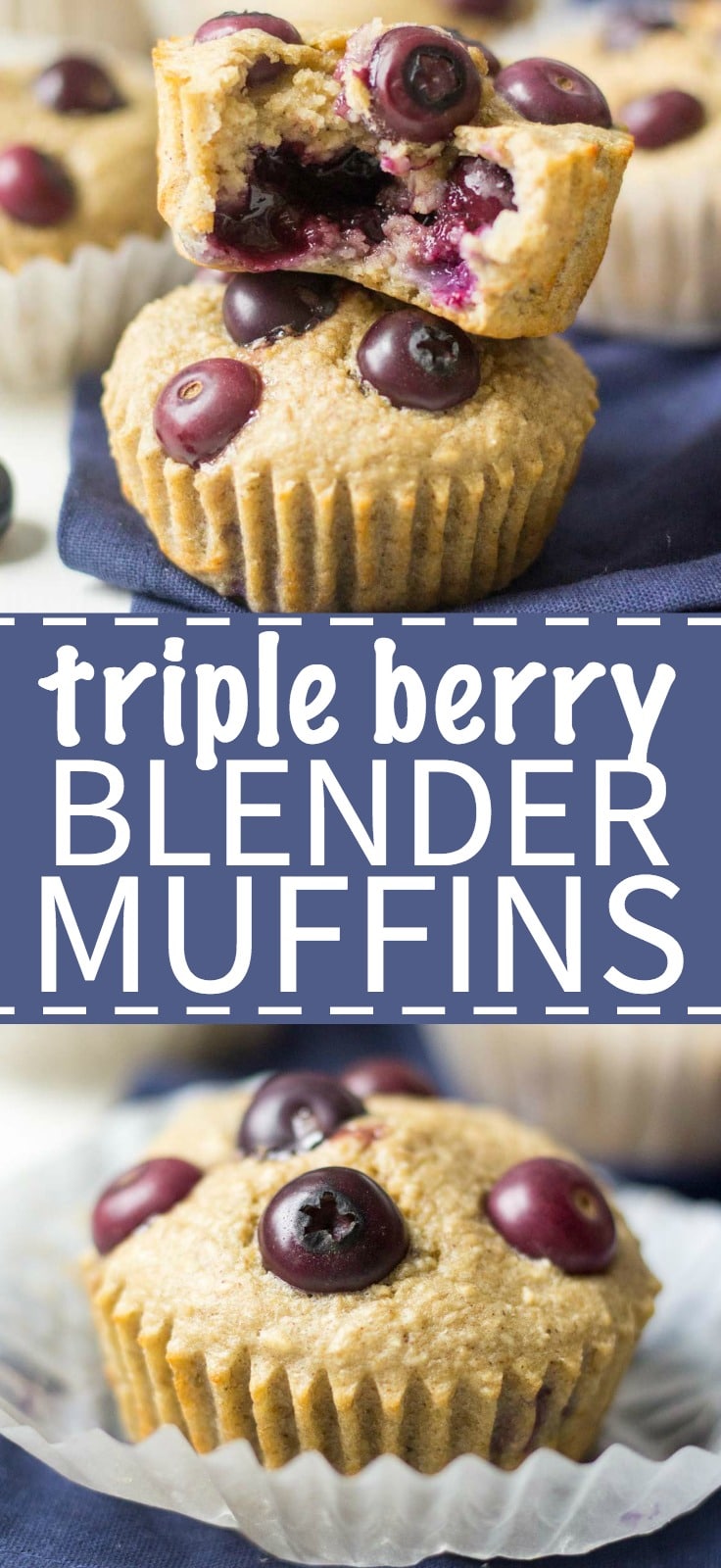 Easy to make and full of good-for-you ingredients, these triple berry blender muffins will show you just how easy and delicious breakfast can be. You will love the oats, blueberries, maple syrup and jam inside these easy muffins!