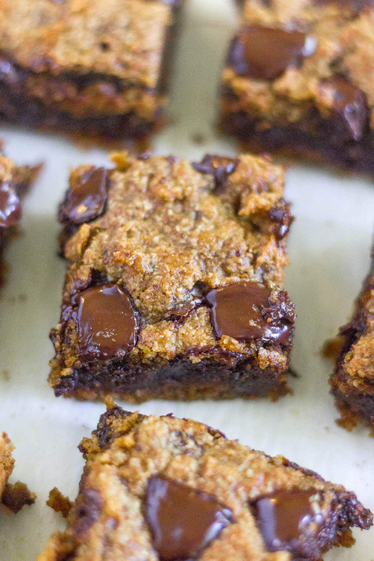 Paleo Pumpkin Chocolate Chunk Blondies are a healthier alternative to all your pumpkin desserts! These paleo blondies are thick and chewy and filled with pumpkin and extra large chocolate chunks.