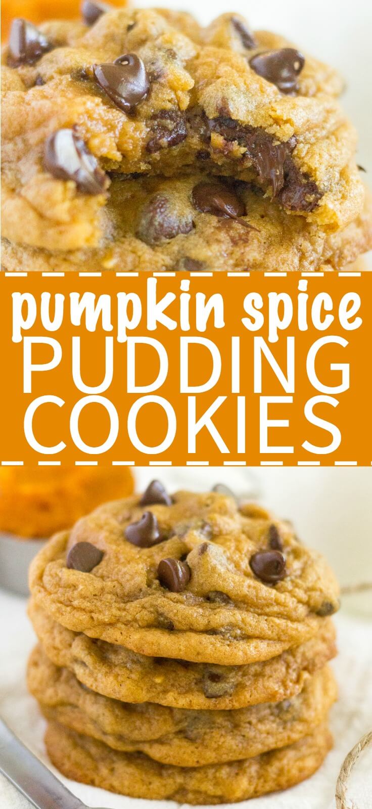 Soft and chewy pumpkin spice pudding cookies! These fall-filled cookies stay soft for days and they're perfect for celebrating fall festivities or sharing at family gatherings.