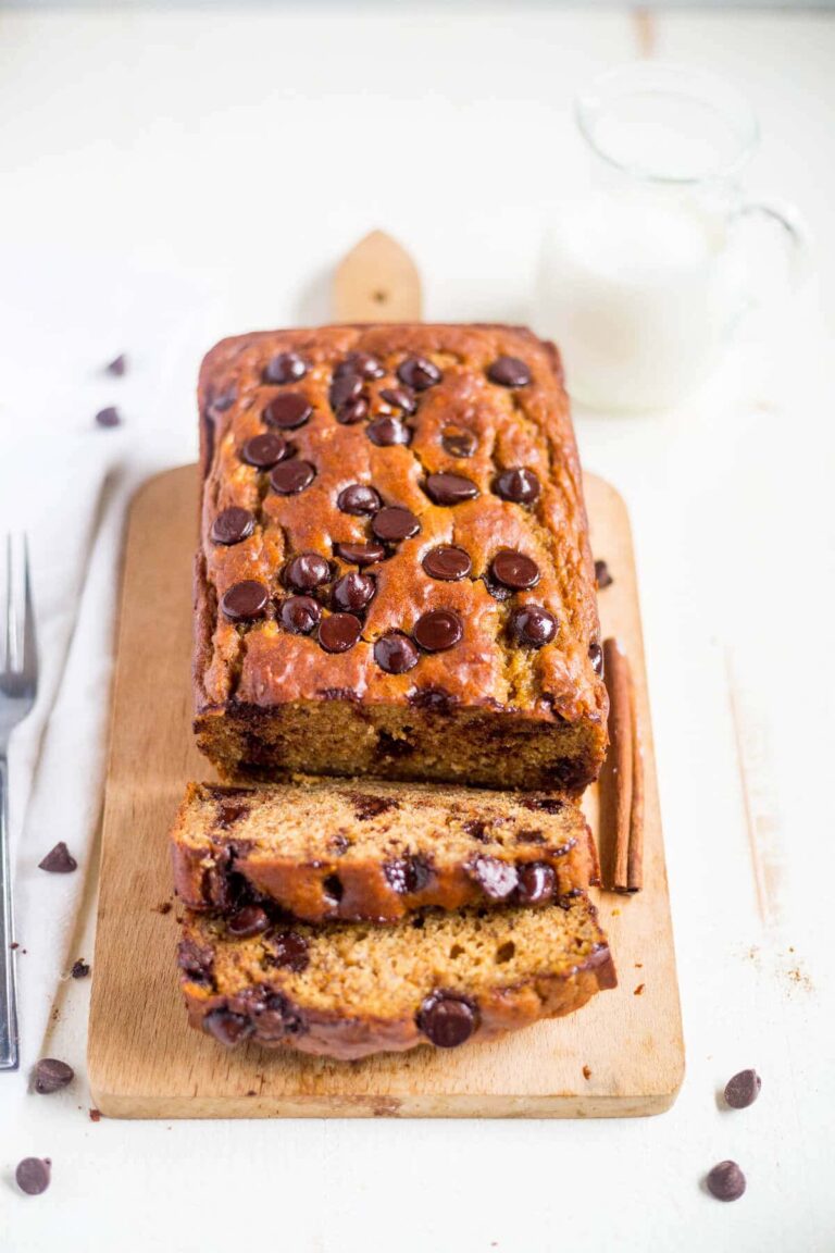 Healthy pumpkin banana bread is an easy and healthy recipe to make this fall! It's made with canned pumpkin, greek yogurt, coconut oil and optional chocolate chips for a healthy, but delicious pumpkin banana bread recipe.