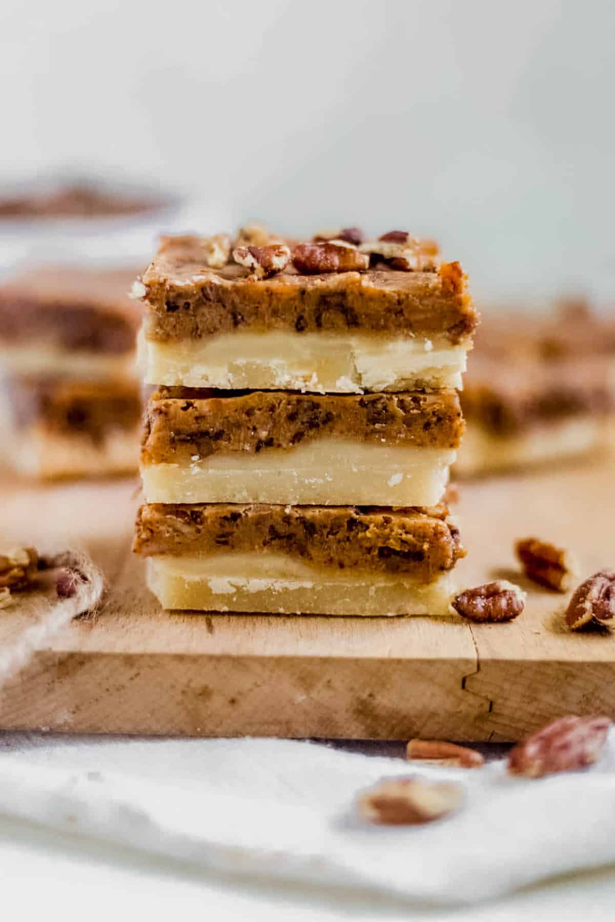 pumpkin pecan bars stacked