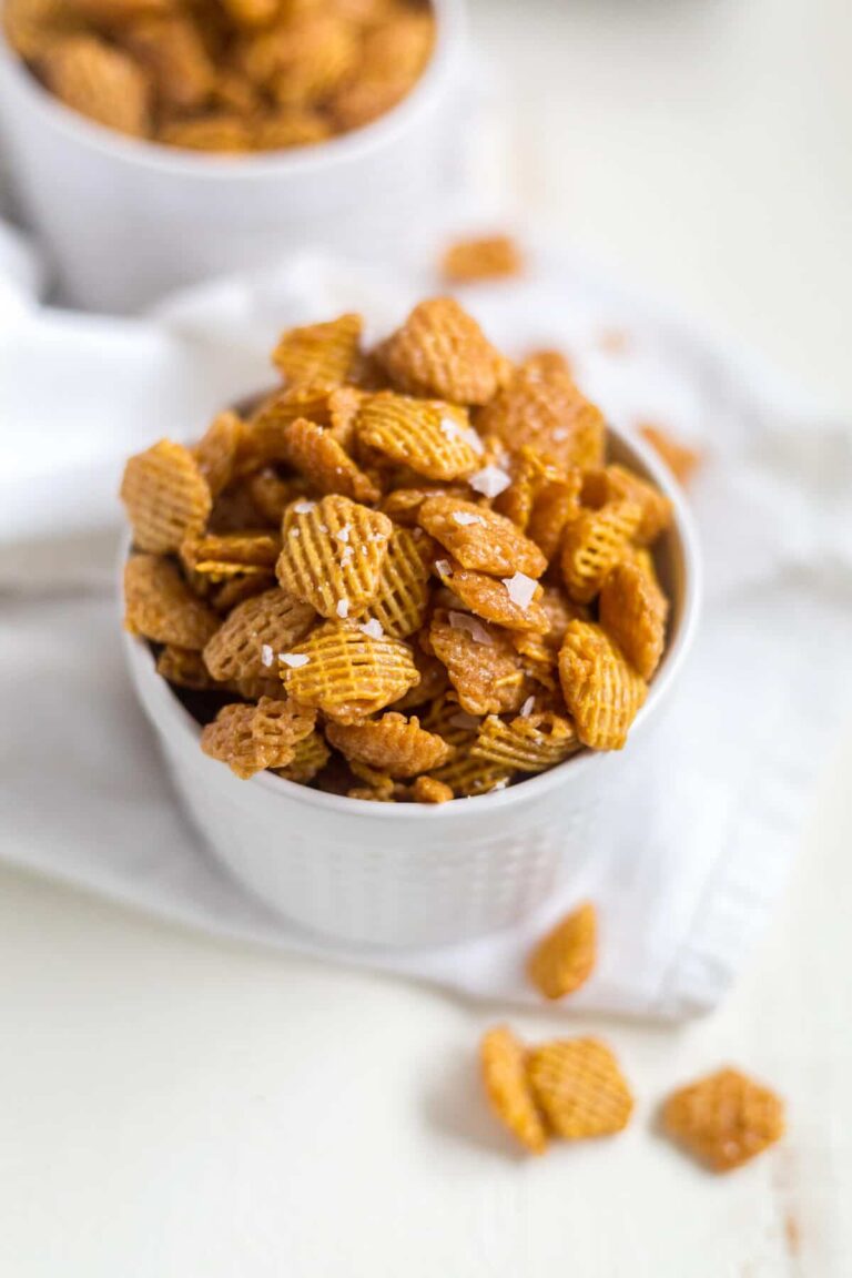 Seriously, this salted caramel crispix party mix is so addicting. You won't be able to take just one handful. This makes a big batch to share with friends and family, especially during the holidays.