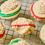 melting moments cookies with cream cheese frosting on a wire cooling rack.
