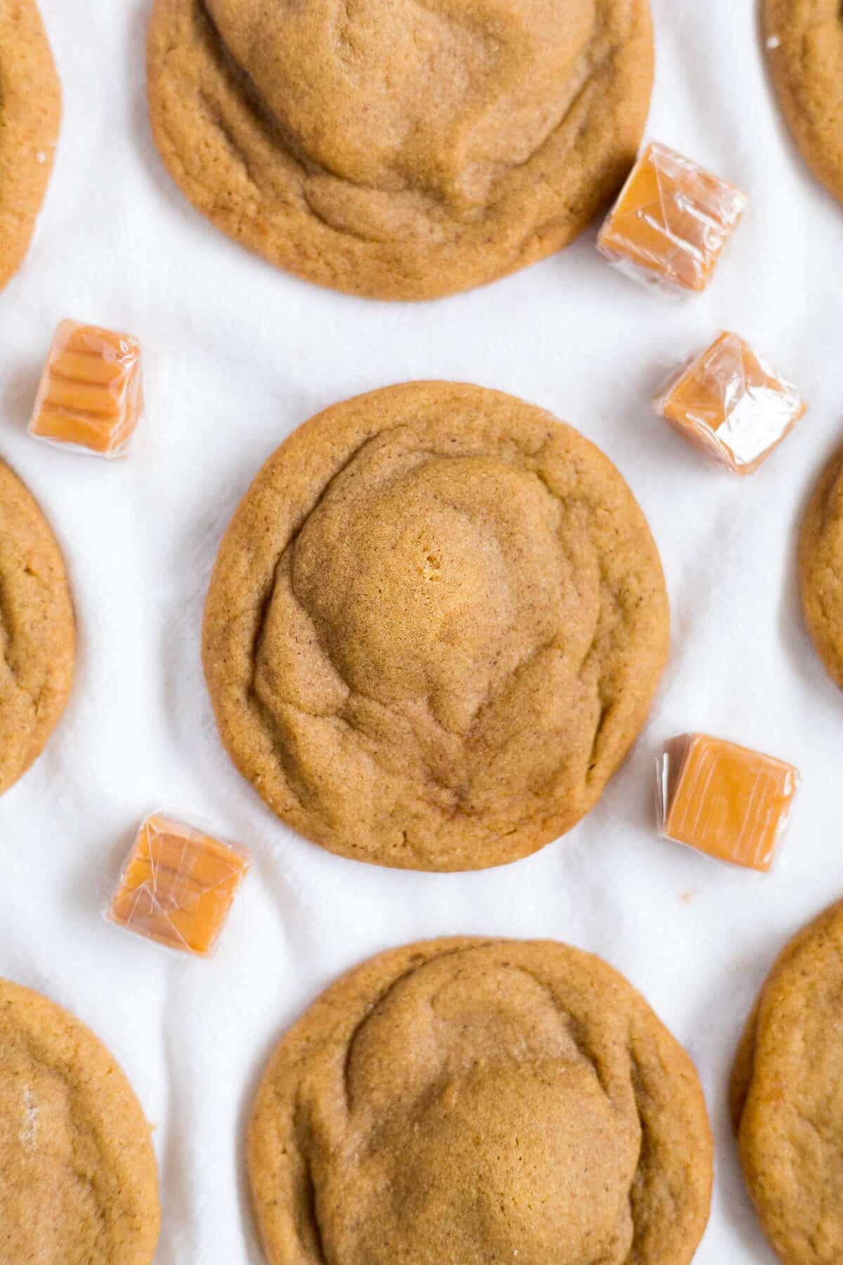 These soft and chewy ginger cookies are stuffed with a little salted caramel and baked to perfection. They're a great holiday recipe to add to your Christmas cookie collection.