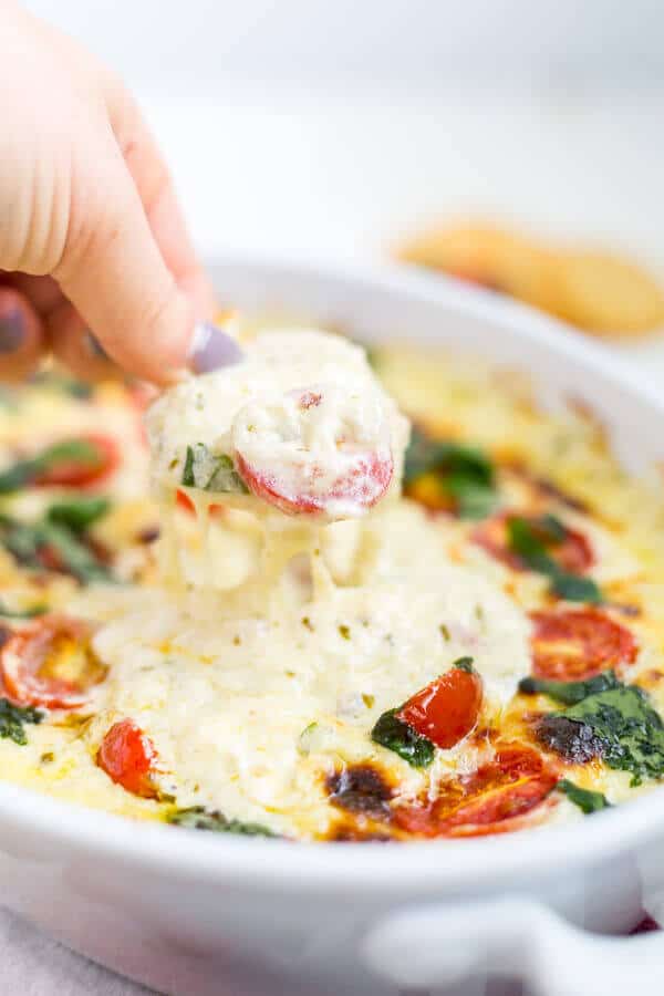 caprese dip with pesto