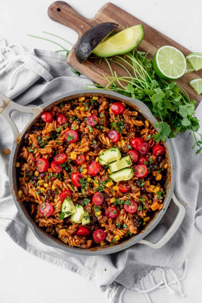 One Pot Beef Taco Pasta (Easy Recipe!)