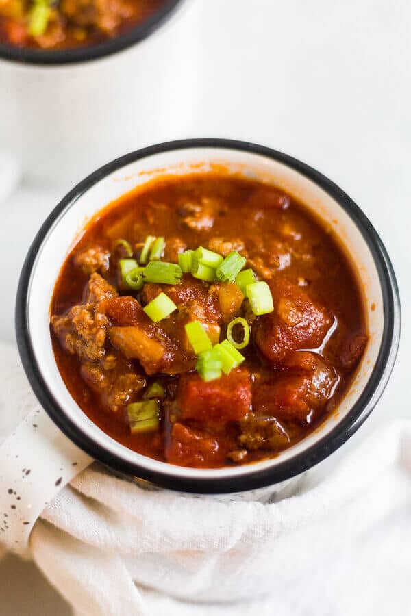paleo chili slow cooker in a mug
