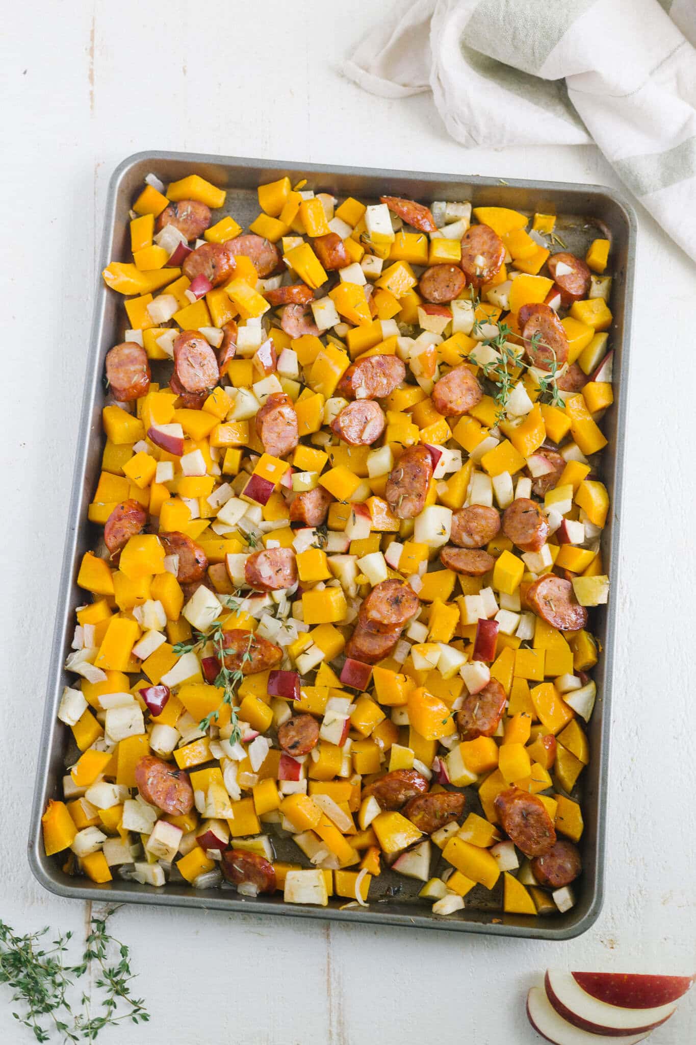 one pan sausage, butternut squash and apples