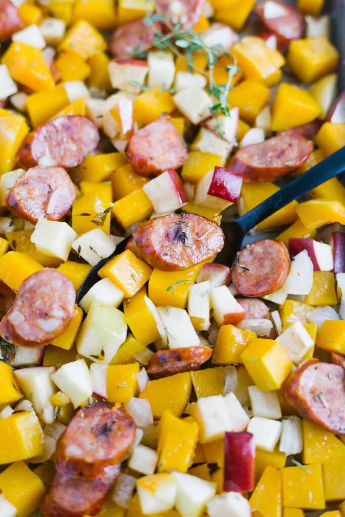 One Pan Sausage, Butternut Squash and Apples What Molly Made