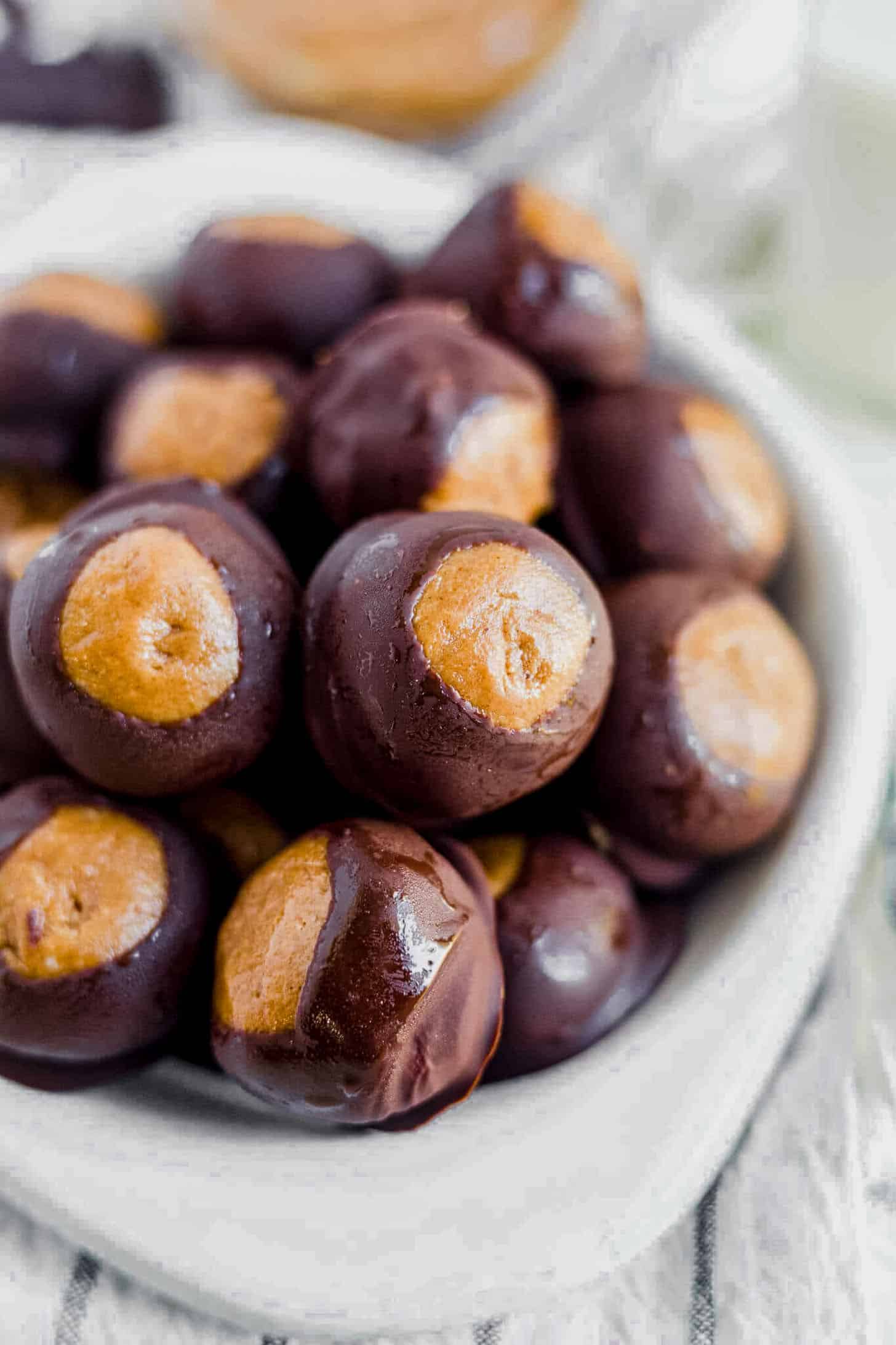 healthy buckeyes in a white dish