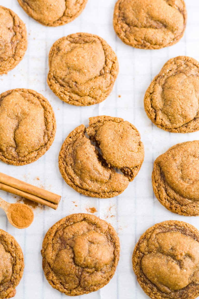 paleo molasses cookies on parchment paper