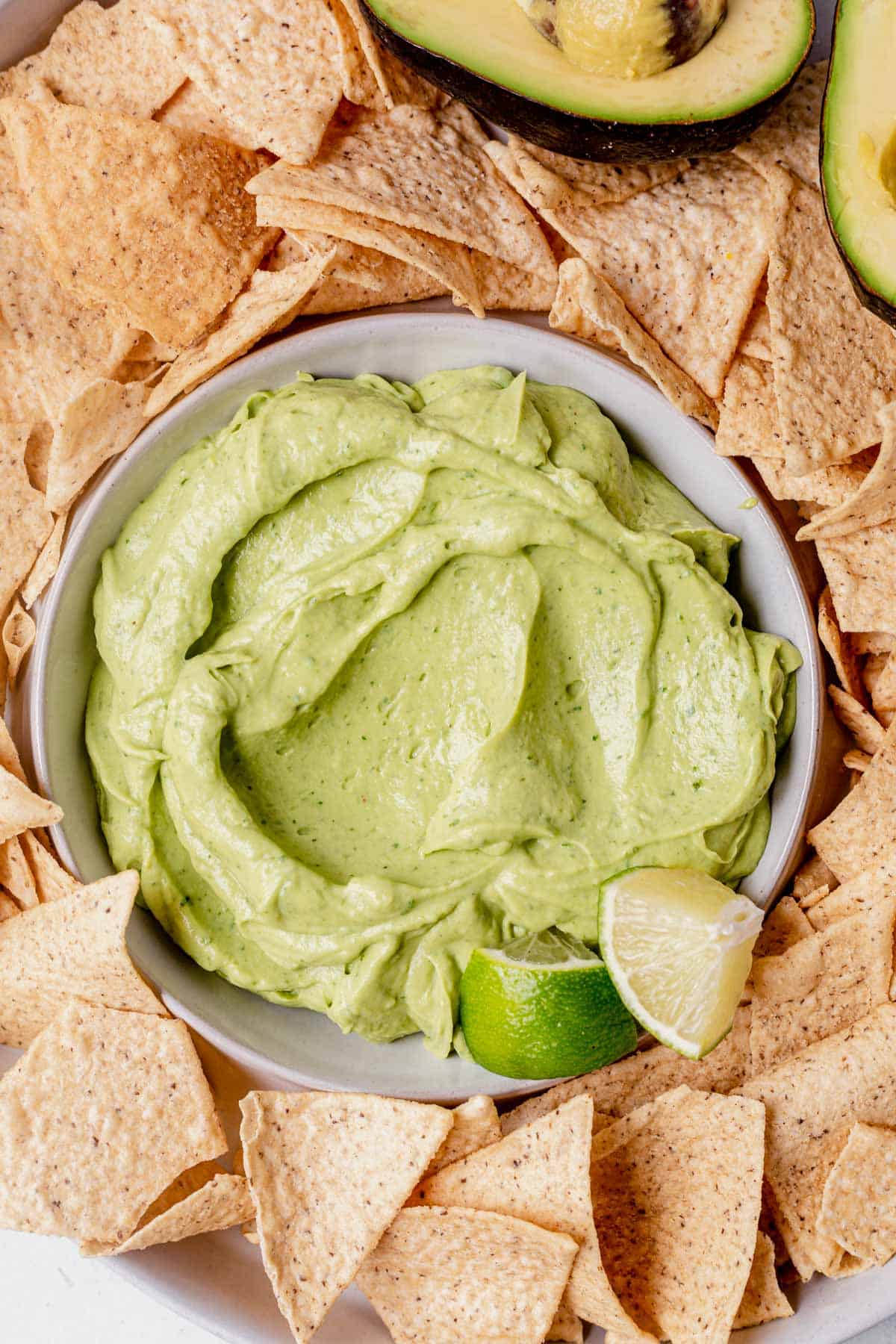 avocado dip with chips