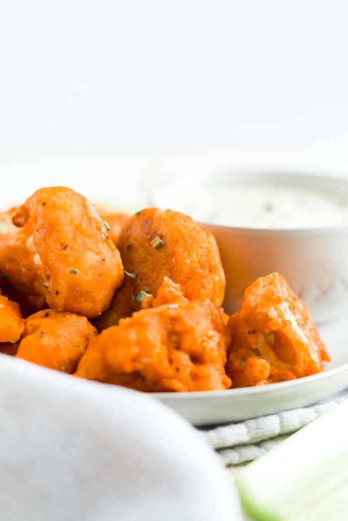 Cauliflower Buffalo Wings with Healthy Ranch Dressing What Molly Made