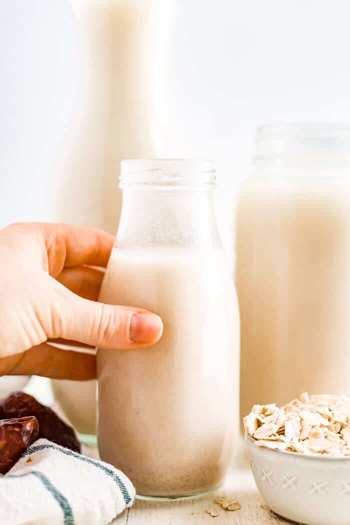 oat milk drink in a jar