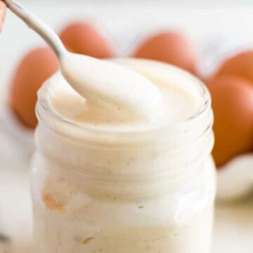 paleo mayo in a jar with a spoon