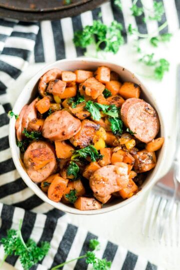 Sweet Potato Hash with Sausage and Peppers - What Molly Made