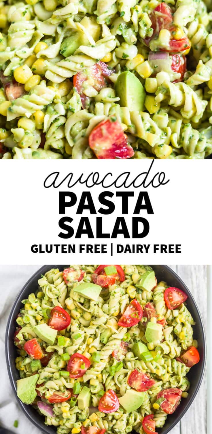 avocado and pasta salad for summer pin