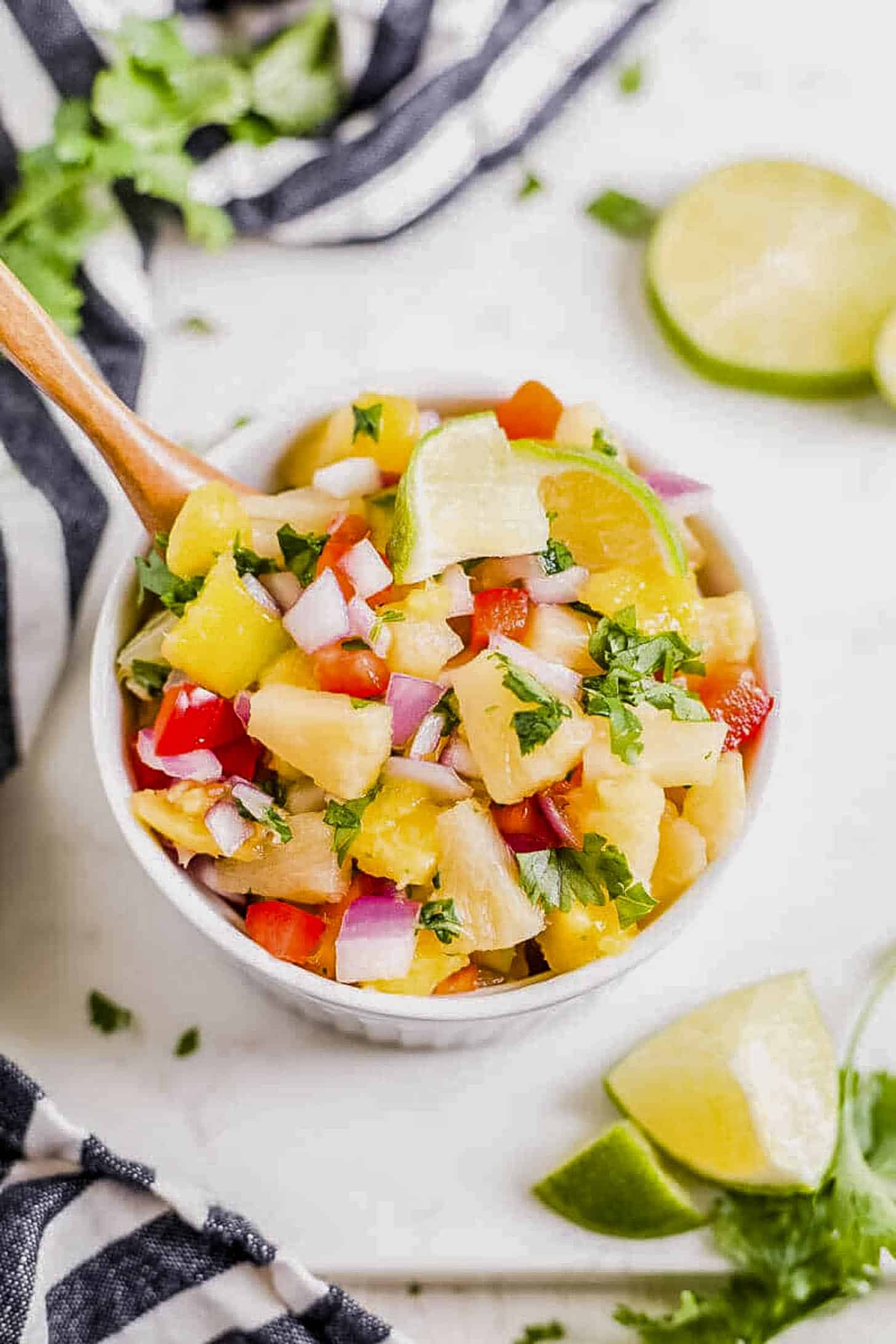 pineapple mango salsa in a dish