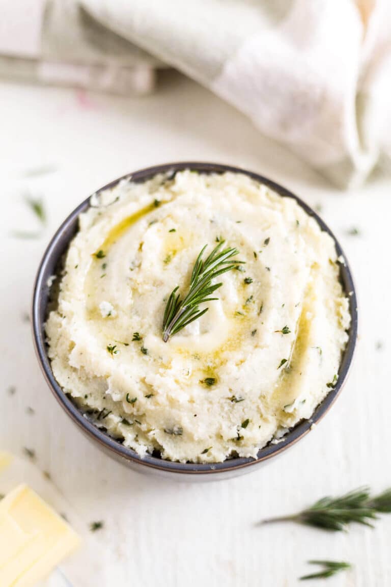 Creamy Garlic Cauliflower Mashed Potatoes | What Molly Made