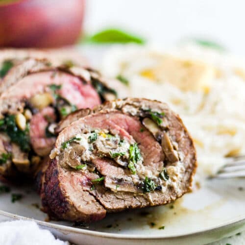 Mushroom and Spinach Stuffed Flank Steak - What Molly Made