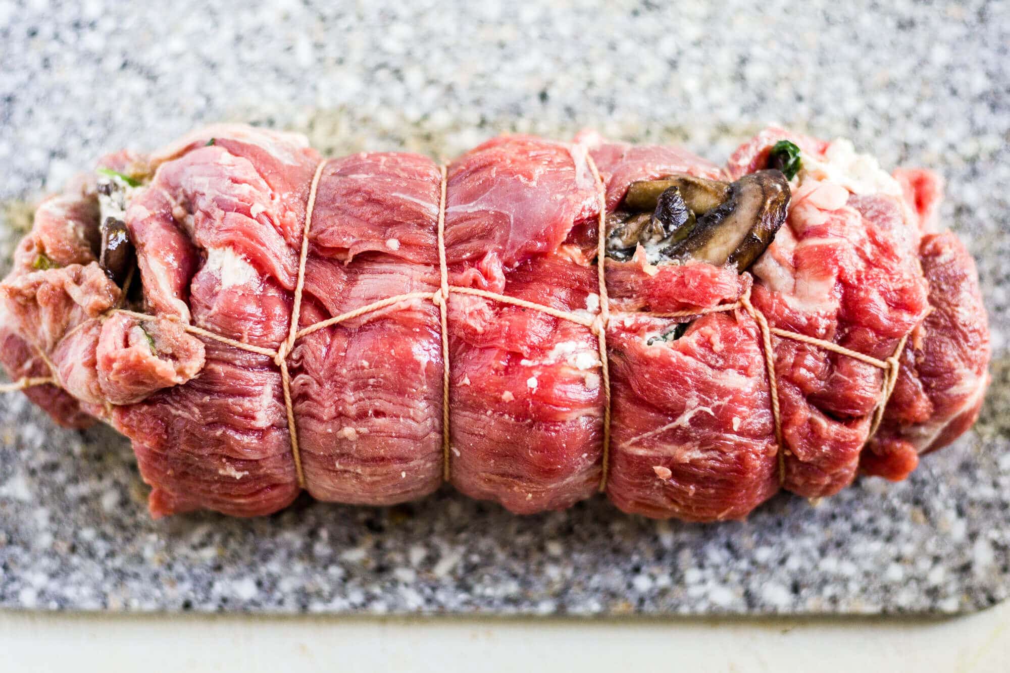 how to roll the flank steak with butcher twine 