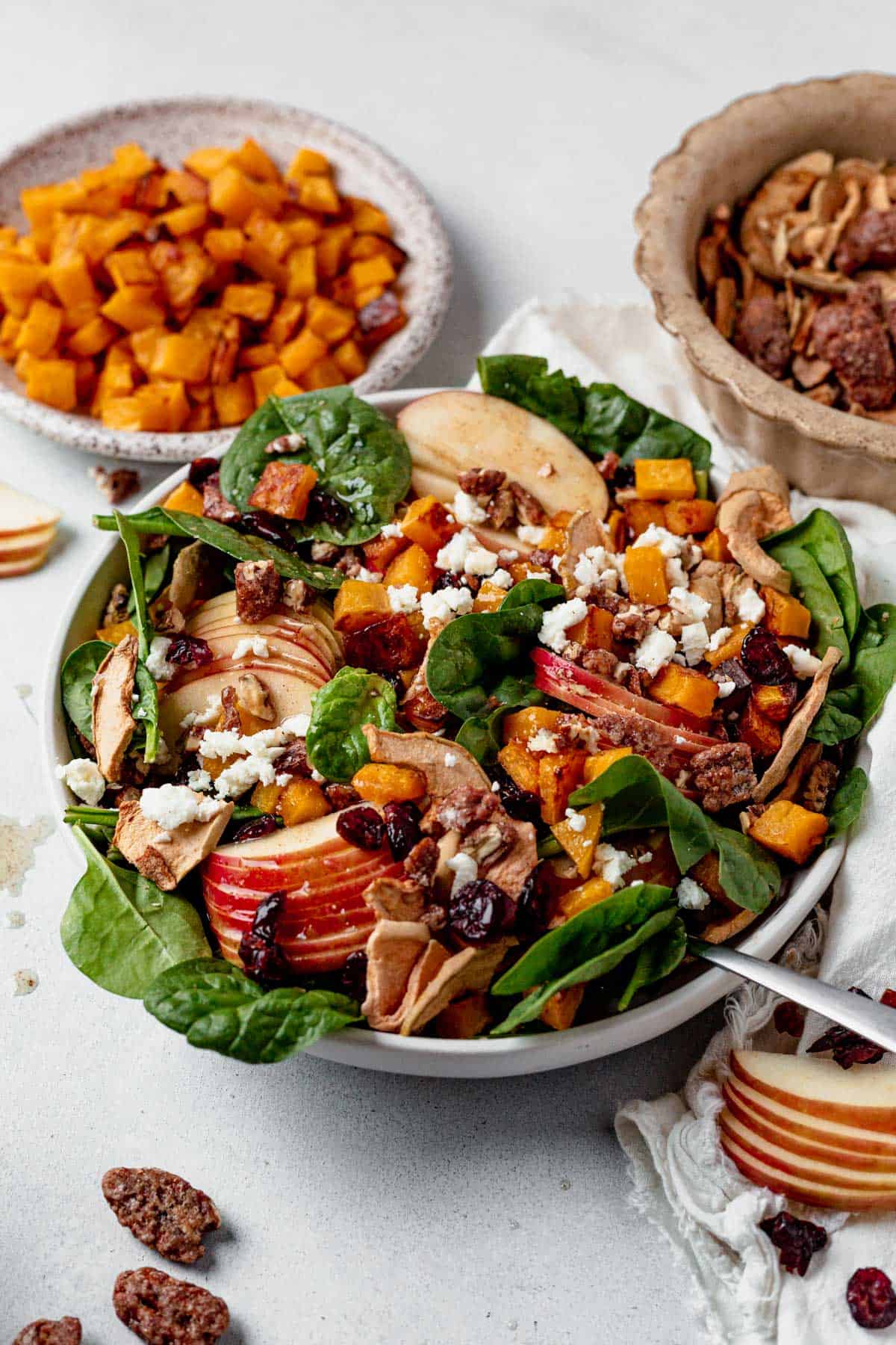 thanksgiving salad with roasted butternut squash and apples