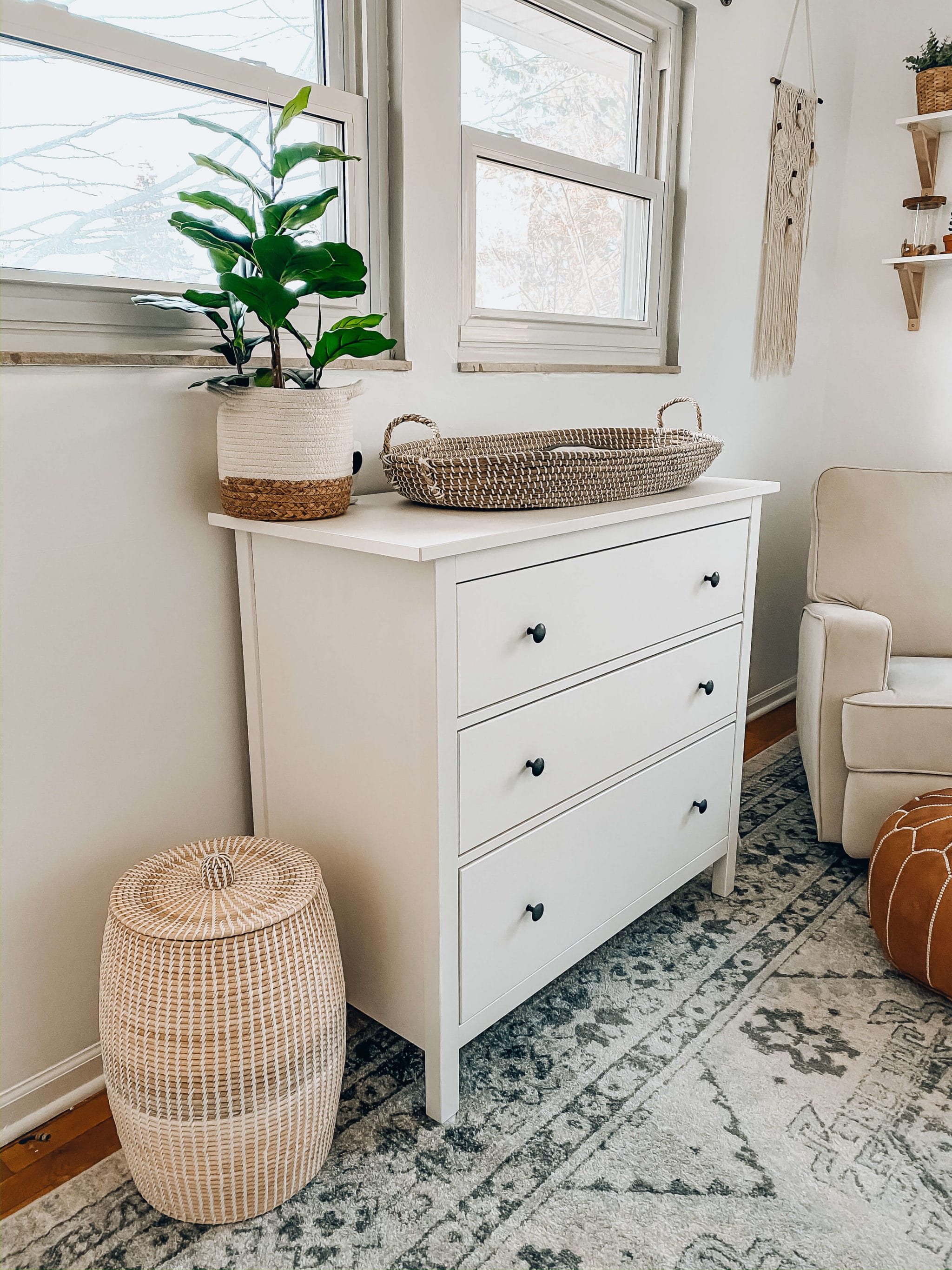 ikea dresser in boho nursery