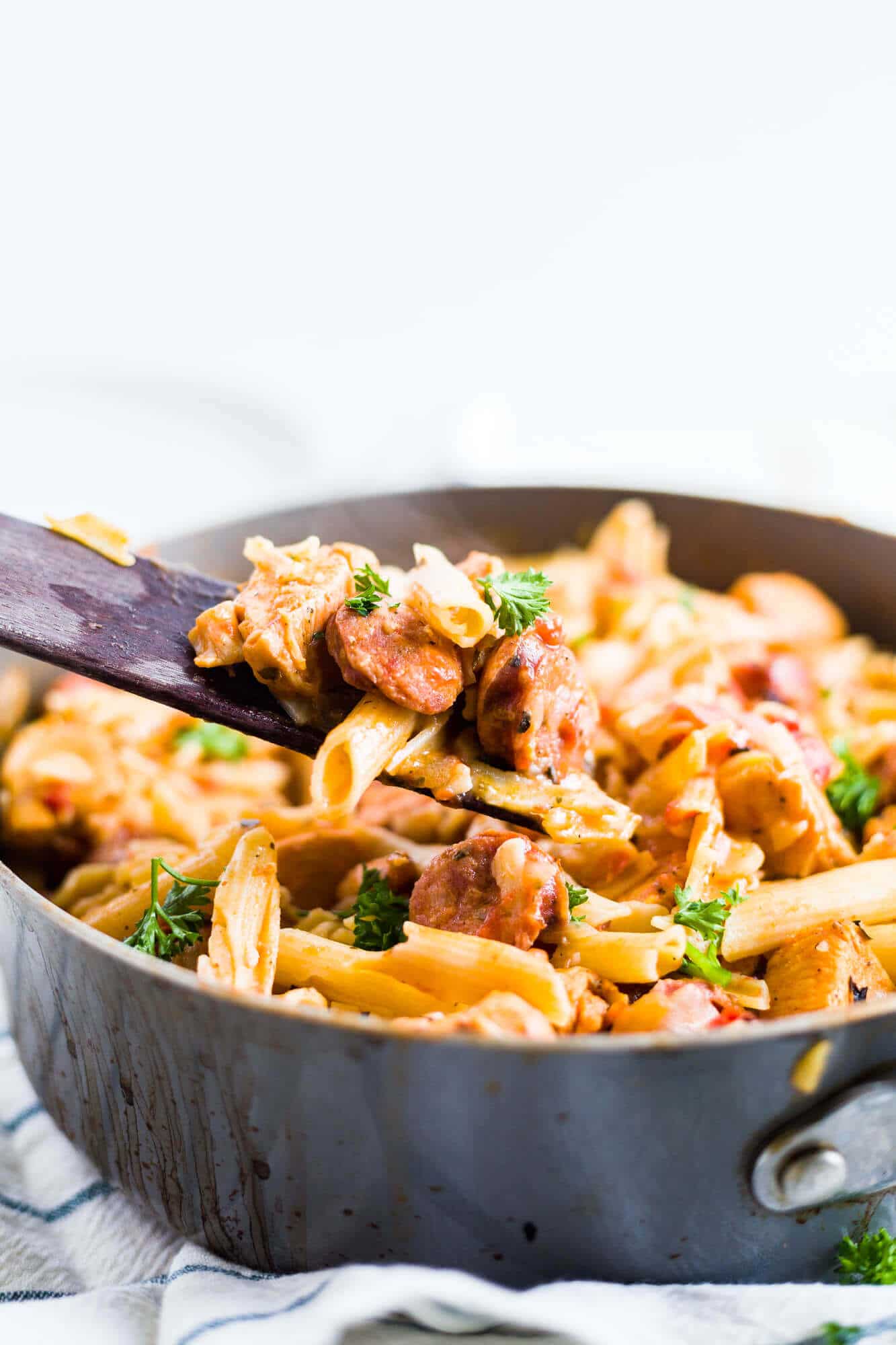 spoonful of creamy cajun chicken pasta