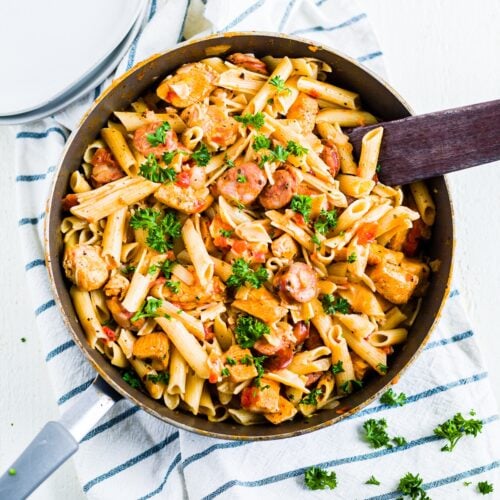 Creamy Cajun Chicken and Sausage Pasta (Dairy-Free, One Pot
