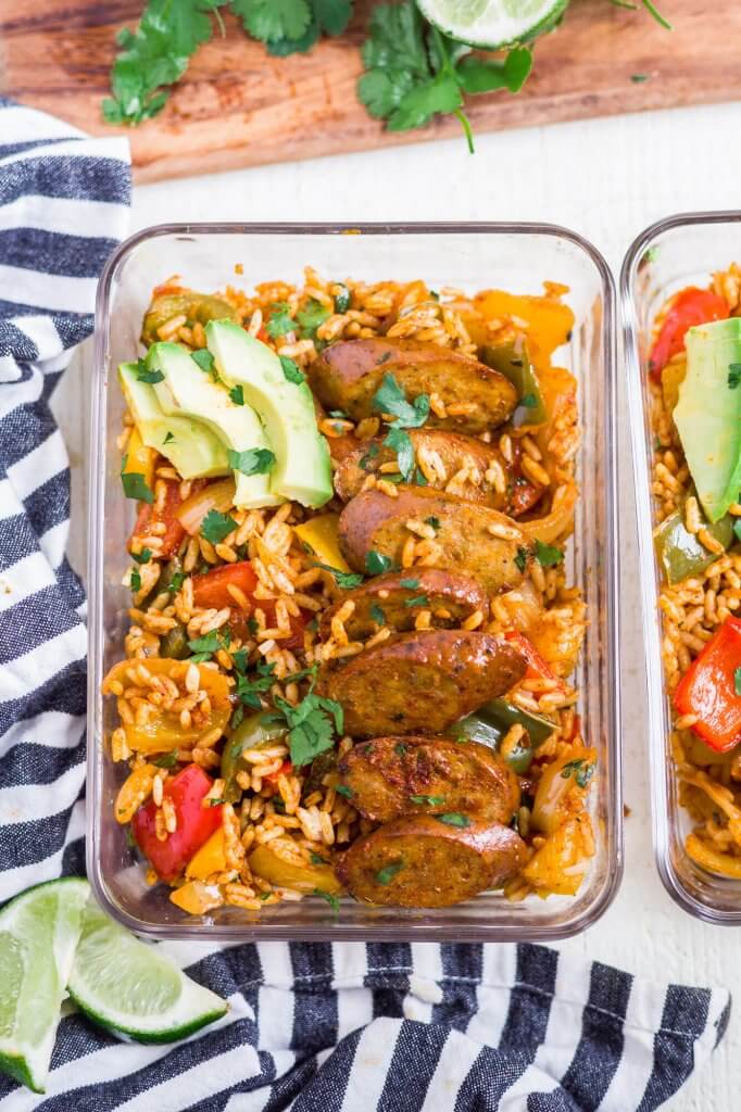 burrito bowls in a meal prep container