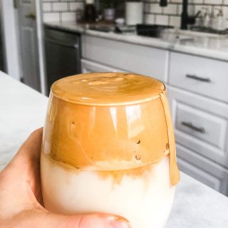dalgona iced coffee in a glass