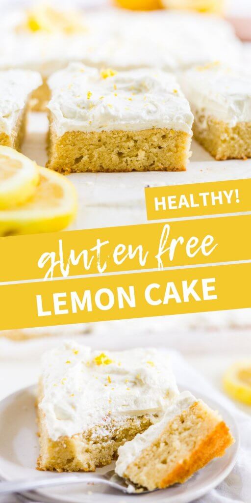 healthy lemon cake with a text overlay